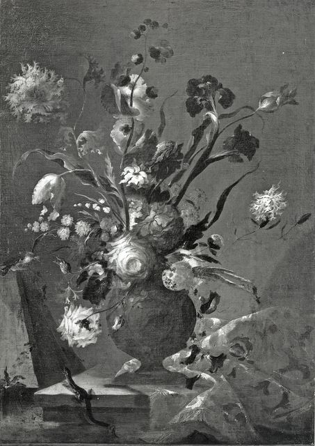 Fototeka Narodne Galerije, Ljubljana — Pseudo Guardi - sec. XVIII - Natura morta con vaso di fiori e lucertola — insieme